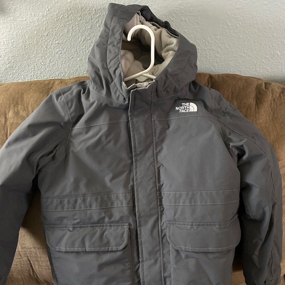 The North Face Kids Gray Hooded Puffer Jacket